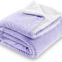SOCHOW Waffle Sherpa Fleece Throw Blanket, Super Soft Fuzzy Warm, Lightweight Fluffy Reversible Plush Blanket for Bed Sofa Couch, 60 x 80 Inches Lilac