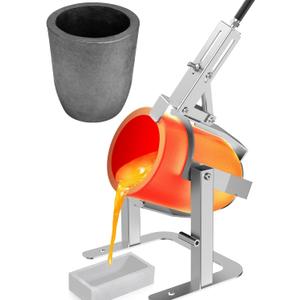 Nelyrho Hand-held Crucible Pouring Tongs/Rack with A Graphite Crucible, Work with Crucibles and Melting Furnace, Metal Casting Aluminium Gold Silver #8 (8kg-17.6lbs)