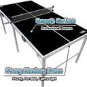 PartyLife 6 ft x 3 ft Ping Pong Table Tennis Table | Mid-Size Portable Folding Indoor Outdoor Foldable Ping Pong Table Tennis Table w/Optional LED Lights (Not a Full Size Table)