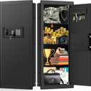 31.5" Tall Fireproof Wall Safes Between the Studs 16" Centers, Hidden Wall Safe with 3 Removable Shelf & Silent Mode, Heavy Duty Wall Mount Safe for Money, Jewelry, Passport, Documents, Valuables (Black)
