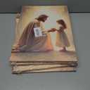 4 x Jesus with Girl praying Wall Art Jesus with Children wall decor God painting Christian picture Bible Story Posters Prints Religious Faith Artwork for Kids Room Church Home Decoration,12x16in