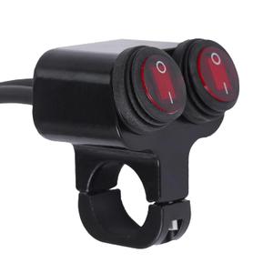 Waterproof Motorcycle ATV 7/8 Light Bar SwitchHandlebar Double Control Kill Button SwitchHeadlight Spotlights Hazard Brake Fog Light ON Off Switches 12v 16A (Red)
