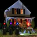 Halloween Decorations Outdoor 5 FT Set of 3 Light Up Witches Holding Hands Witches with Stakes,Scary Screaming Variable Glowing Face Witches for Spooky Garden Statue Decoration Lawn Patio Decor (BK)