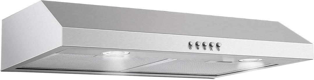 SNDOAS Under Cabinet Range Hood,30 inch Ductless Range Hood Alterable to Ducted,Stainless Steel Kitchen Exhaust Hood with 700CFM, 3-Speed Fan,Stove Vent and Oven Hood with Button Control