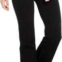 Houmous S-XXXL 29''31''33''35'' Inseam Women's Cotton Bootcut Pants Inner Pocket (Black, L)