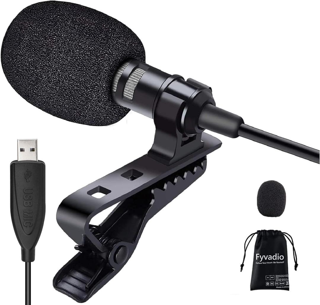USB Lavalier Microphone, 9.84ft Lapel Microphone for Computer, Lapel Clip-on Omnidirectional Condenser Mic for Laptop, PC and Mac, Perfect Podcasting, Gaming, Streaming and Recording [Plug & Play]