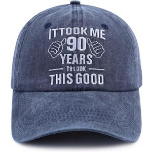 It Took Me 90 Years to Look This Good Hat for Women Men, Funny Adjust Embroidery 90th Birthday Baseball Cap (One Size, Navy)