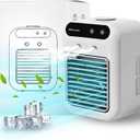 Mini Air Conditioner and Mist Humidification, Rechargeable Personal Air Cooler, 2 Speeds, 2Cool Air Spray, Small Air Cooling for Home Office Bedroom Camping