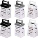 6 Pcs Mini Cheese Grater Professional Box Grater Stainless Steel Fine Coarse Handheld Slicer with 4 Sides Small Box Food Shredder Safe Zester for Kitchen Cheese Garlic Ginger Vegetable Potatoes (White+Black+Gray)