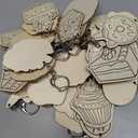 Trnayi 36 Pcs Dessert Craft Color Your Own Sweet Treat Keychains Unfinished DIY Coloring Ice Cream Wooden Donut Cupcake Crafts Blank Wood Painting Kits for Summer Art Donut Party Favors