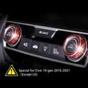 5 PCS for Honda Civic 2016 2017 2018 2019 2020 2021 Climate Control A-Pillar Door Speaker Engine Start Stop Push to Start Button Cover, AC Switch Temperature Knob Sticker (Red)