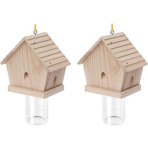 GRTRE 2 Pack Wood Carpenter Bee Trap for Outside - Best Bee Trap - Wood Boring Bee Trap- Nature Chalet Style Carpenter Bee Traps Outdoor Hanging - Insect Traps Removes Carpenter bee