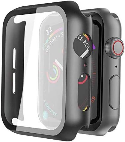 Misxi 2 Pack Hard PC Case with Tempered Glass Screen Protector Compatible with Apple Watch SE 3 (2025) SE 2 SE Series 6 Series 5 Series 4 40mm, Black