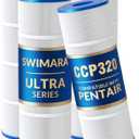 CCP320 PCC80 178580 R173573 817-0081, 5 oz+ Trilobal Fabric Pool Filter Cartridges, Compatible with Pentair Clean & Clear Plus 320 (#160340) & Waterway 325, 4-Pack, Ultra Series, 320 sq. ft. (4-Pack)