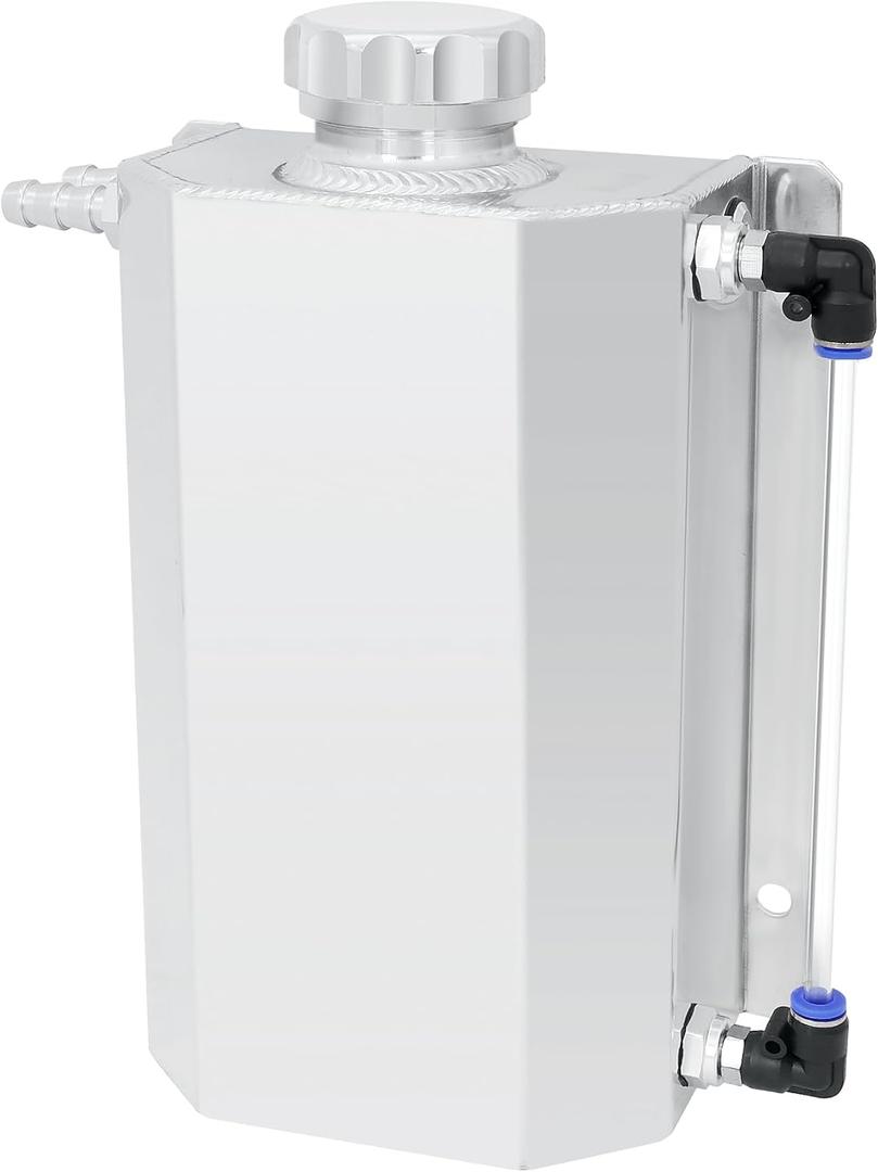 EVIL ENERGY Radiator Coolant Overflow Tank, Coolant Recovery Tank Aluminum 2L Silver