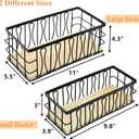 DEAYOU 2 Pack Small Metal Wire Basket, Wall Mounted Hanging Storage Bin with Wooden Base, Nesting Bathroom Organizer Tray for Toilet Paper, Napkin, Guest Towel, Kitchen, Pantry, 2 Size, 11" and 10"