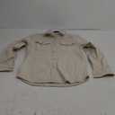 Spring&Gege Boys Long Sleeve Corduroy Shirts Western Pearl Snap Shacket with Flap Pockets Beige XL