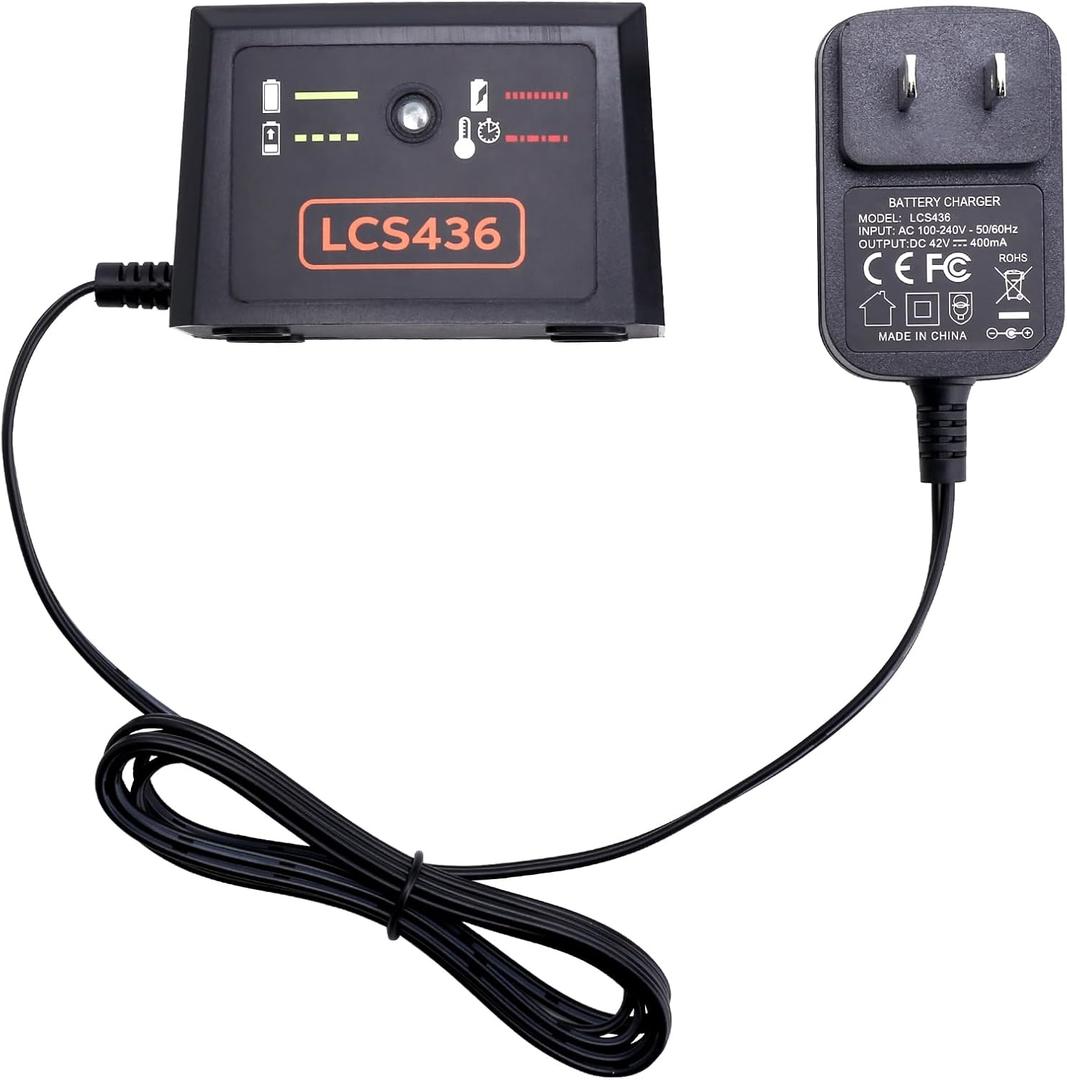 40Volt Battery Charger Replacement for Black and Decker 36V 40V MAX Lithium Charger LCS36 LCS40,Compatible with Black & Decker 36V/40V MAX Battery LBXR36 LBXR2036 LBX1540 LBX2040 LBX2540