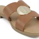 Soda Flash ~ Women Square Toe Ornamented H-Band Slip-On Sandals (Brown)