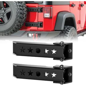 YZONA Heavy Duty Reinforced Tailgate Hinge Set Compatible with 2007-2018 Jeep Wrangler JK JKU Unlimited 2 PCS Steel Rear Door Hinges Tail Gate Hinge Bracket for 2/4 Door (Black)