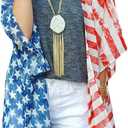 DDSOL Women's American Flag Kimono Cover up Beachwear Cardigan Loose Tops Shirt Blouse