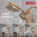 Delta 6-Setting PivotPro 3-in-1 Combination Shower Head with ProClean Spray, Matte Black Round Shower Head Rainfall with Handheld Spray, 1.75 GPM, Matte Black 75649BL