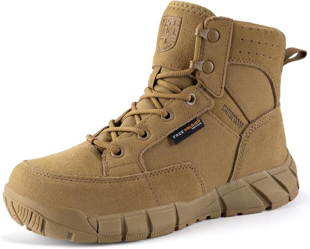 FREE SOLDIER Hiking Work Boots Women's Tactical Boots 6 Inches Lightweight Waterproof Military Boots Outdoors Desert Boots (9)