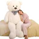 MaoGoLan Giant White Teddy Bear Stuffed Animal 5 Feet,Soft Cuddly Smiling Face Big Teddy Bear Plush Gift for Boyfriend Girlfriend (Cream)