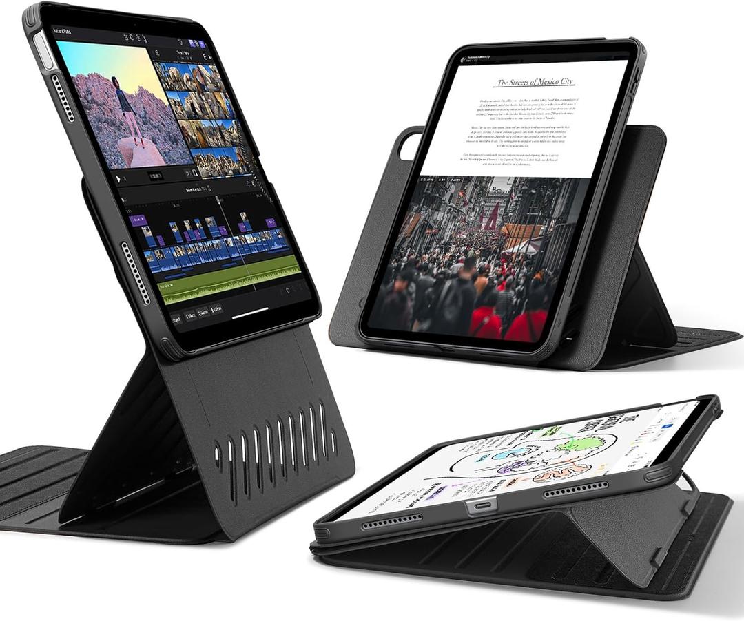 ESR for iPad A16 Case, iPad 11th/10th Generation Case (2025/2022), Removable Magnetic Cover, Adjustable Portrait/Landscape Stand with Raised Screen View, 9 Standing Angles, Black