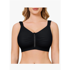 CYDREAM Zip Front Bra for Women Wireless Full Coverage Comfort Everyday Post Surgery Compression Bras Adjustable Straps, Size Large