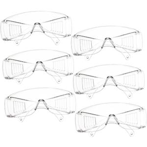 6Pairs Clear Safety Glasses with Transparent Frame Impact Resistant Protective Eyewear for Labs Factories Experiment Settings Lightweight Comfortable Design Enhanced
