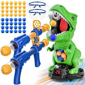 Dinosaur Shooting Toys for Kids 3-6, Movable Target Shooting Games with 2 Air Pump Guns, LCD Score Record, Birthday Gifts Suitable for Children Aged 3-5 5-6 6-8