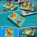 SUYOCHIC Inflatable Floating Dock,  Size 8ft×8ft , Mint Green/Yellow, 740LBS For 3-5 People, 6 Inch Drop-Stitch PVC Mesh Hammock Ramp Ladder Seat Fits Adults Family Friends Lake River Ocean Party