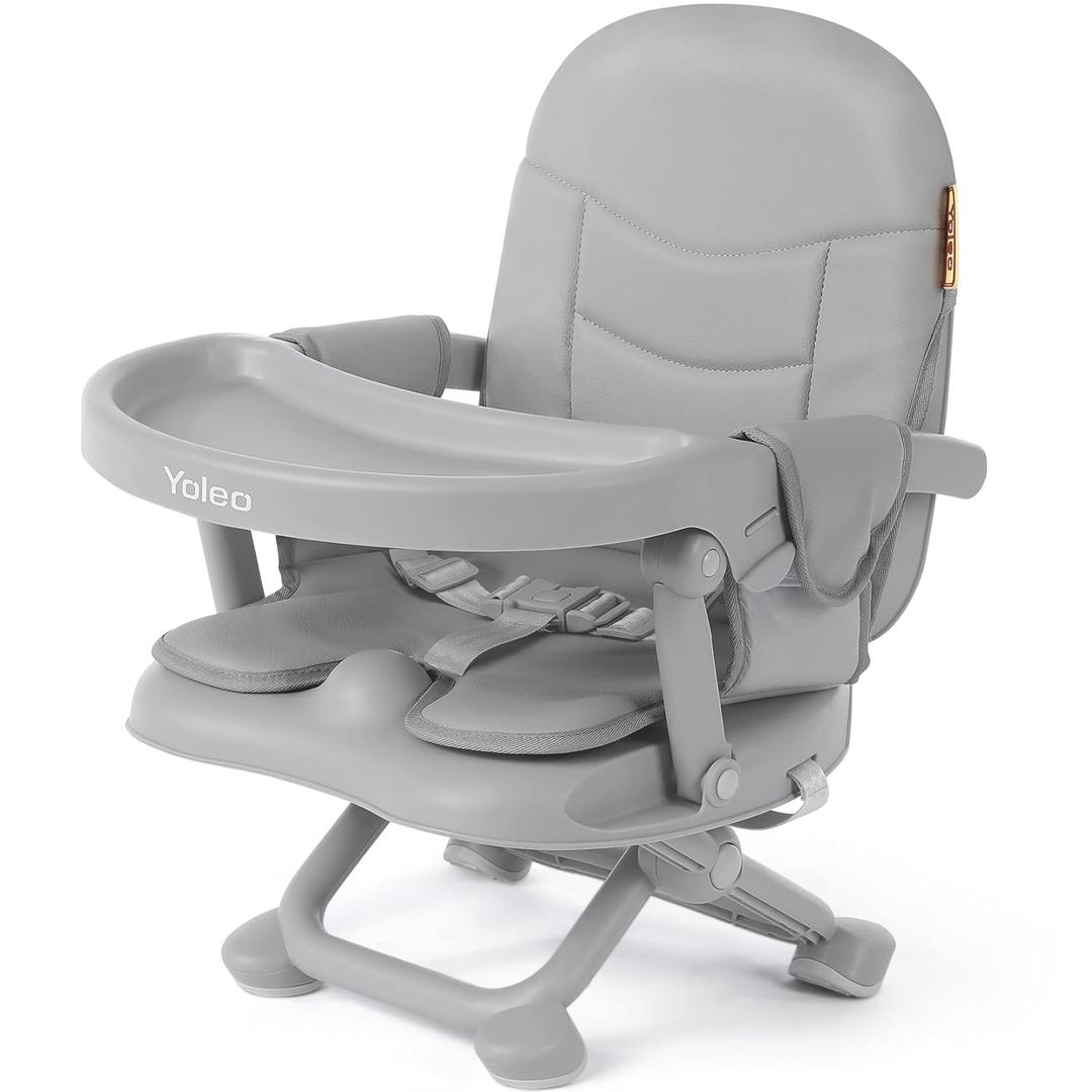 YOLEO Baby High Chair Booster Seat for Dining Table, Foldable High Chairs with Adjustable Heights, Travel Booster Seat with Removable Tray