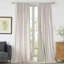 Off White Curtains 102 inch Long for Living Room, Set of 2 Panels Liner Rod Pocket Back Tab Thermal Window Drapes Room Darkening Heavy Decorative Curtains for Bedroom
