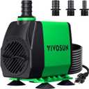 VIVOSUN 800GPH Submersible Pump(3000L/ H, 24W), Ultra Quiet Water Fountain Pump with 10ft. High Lift with 6.5ft. Power Cord, 3 Nozzles for Fish Tank, Pond, Aquarium, Statuary, Hydroponics Green