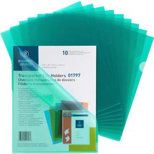 Business Source Green Transparent Poly File Holders