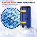 100x-250x Pocket Microscope for Kids Adults, Protable Handheld Miniscope, Mini Microscope Kit for Kids Adults Home School Lab Biology Science Education, Blue