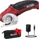 VLOXO Cordless Electric Scissors, Electric Box Cutter 4V Power Rotary Scissors Rechargeable Cardboard Cutter with Safety Lock Multi-Cutting Tools for Leather Carpet Canvas (Red)
