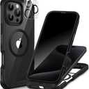 CENHUFO Magnetic Privacy for iPhone 16 Pro Max Case [Compatible with Magsafe] Full Body Phone Case Built-in 9H Tempered Glass Privacy Screen Protector Camera Lens Protector, Shockproof Cover -Black