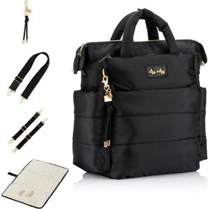 Itzy Ritzy Dream Convertible Diaper Bag Tote Backpack - Baby Diaper Bag with 14 Pockets, Changing Pad & More (Midnight Black), 16x7.5x17.5 Inch