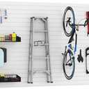 Slatwall Panel Wall Storage Systems, 4x8 ft Slat Wall Paneling Garage Wall Organizer with Five Hooks, Heavy Duty Wall Mounted PVC Wall Rack, White