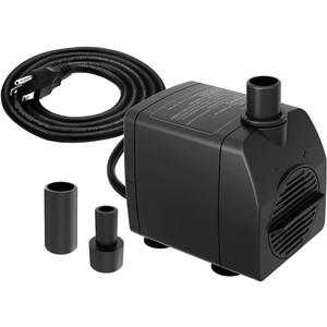 Submersible Pump 200GPH Ultra Quiet with Dry Burning Protection 5.2ft High Lift for Fountains, Hydroponics, Ponds, Aquariums & More