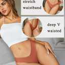 FINETOO Seamless Thongs for Women Sexy No Show Panties Invisible V-waisted Stretch Ladies Underwear 6 Pack