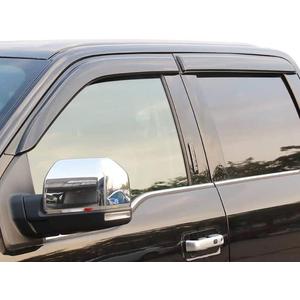 Outside-Mount Rain Guards Window Visors for 2015-2025 Ford F-150 SuperCrew & 2017-2025 Raptor/F-250/F-350/F-450/F-550 Super Duty SuperCrew Wind Deflector Dark Smoke 4-Piece Set with Thicker