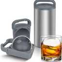 Clear Ice Cube Maker, 2.4" Stainless Steel & Non-BPA Silicone Ice Ball Maker Mold for Whiskey, Cocktails, & Bourbon, Drinks Gifts for Men Woman