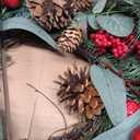 Artificial Christmas Wreath 22 Inch large Christmas Door Wreath Outdoor with Hangers, Green Pine Touch Door Wreath with Red Berries, Pine Cones for Wall Window Porch Home Indoor Outdoor Decor