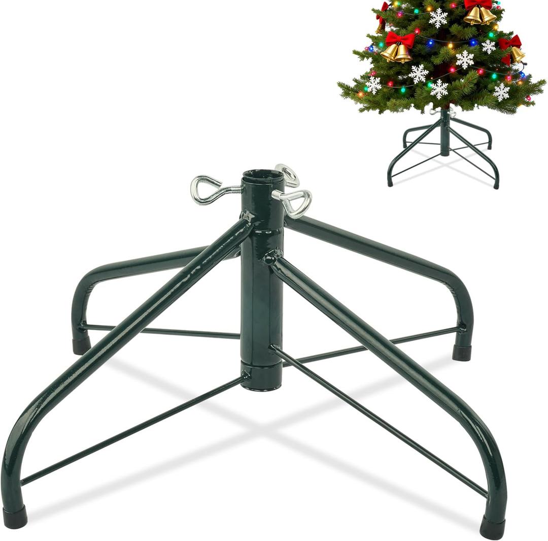 ELFJOY Christmas Tree Stand for 3-6 Ft Artificial Trees 17 Inch Metal Stand Base with Folding Design Fits up to 0.8" Pole (Green)