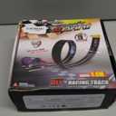 15 Ft Flexible Race Car Track (Daytona Blue) for Kids,Flex Track Starter Set Compatible with Hot Wheels and Diecast 1/64th Cars,Portable Racetrack Roll Up Race Track with 4 Racecars and Suction Cups