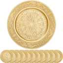 12 Pack Gold Charger Plates, 13 Inch Gold Round Chargers for Dinner Plates, Decorative Dinner Chargers, Antique Plastic Table Charger and Service Plates for Wedding Holiday Party